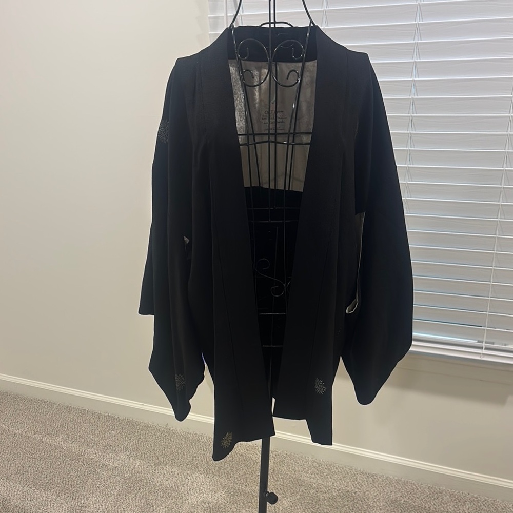 Black Kimono with Silver and Gold Starbursts